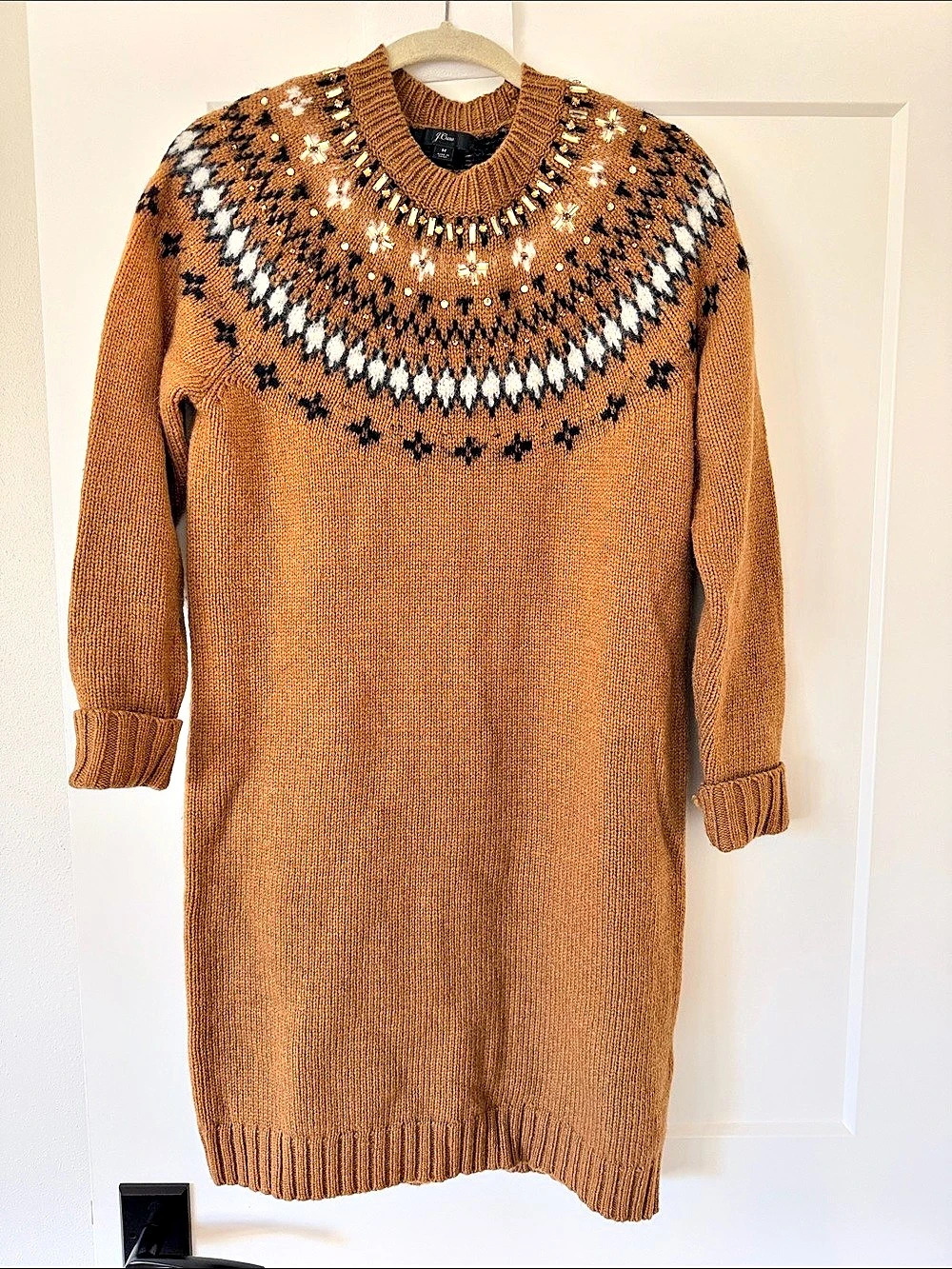 J.Crew Collection embellished Fair Isle sweater-dress in vintage wool blend Mini